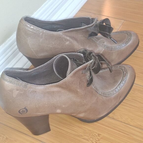 Born Birdie Bootie Shoe Oxford Womens Leather Velvet Laced Heeled 10 HandCrafted - Picture 4 of 16